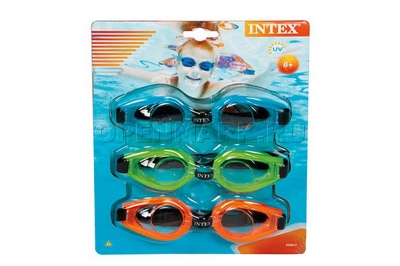 Упаковка очков для плавания, 3 шт., 3 цвета, Intex 55612 Play Goggles Tri-Pack (от 8 лет)