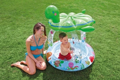 Надувной детский бассейн с навесом Intex 57119NP Sea Turtle Shade Baby Pool (от 1 до 3 лет)
